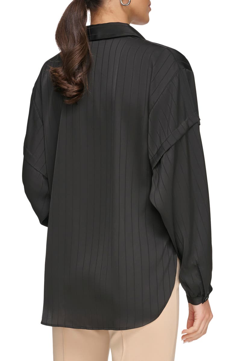 DKNY Stripe Jacquard Tie Hem Button-Up Shirt, Alternate, color,