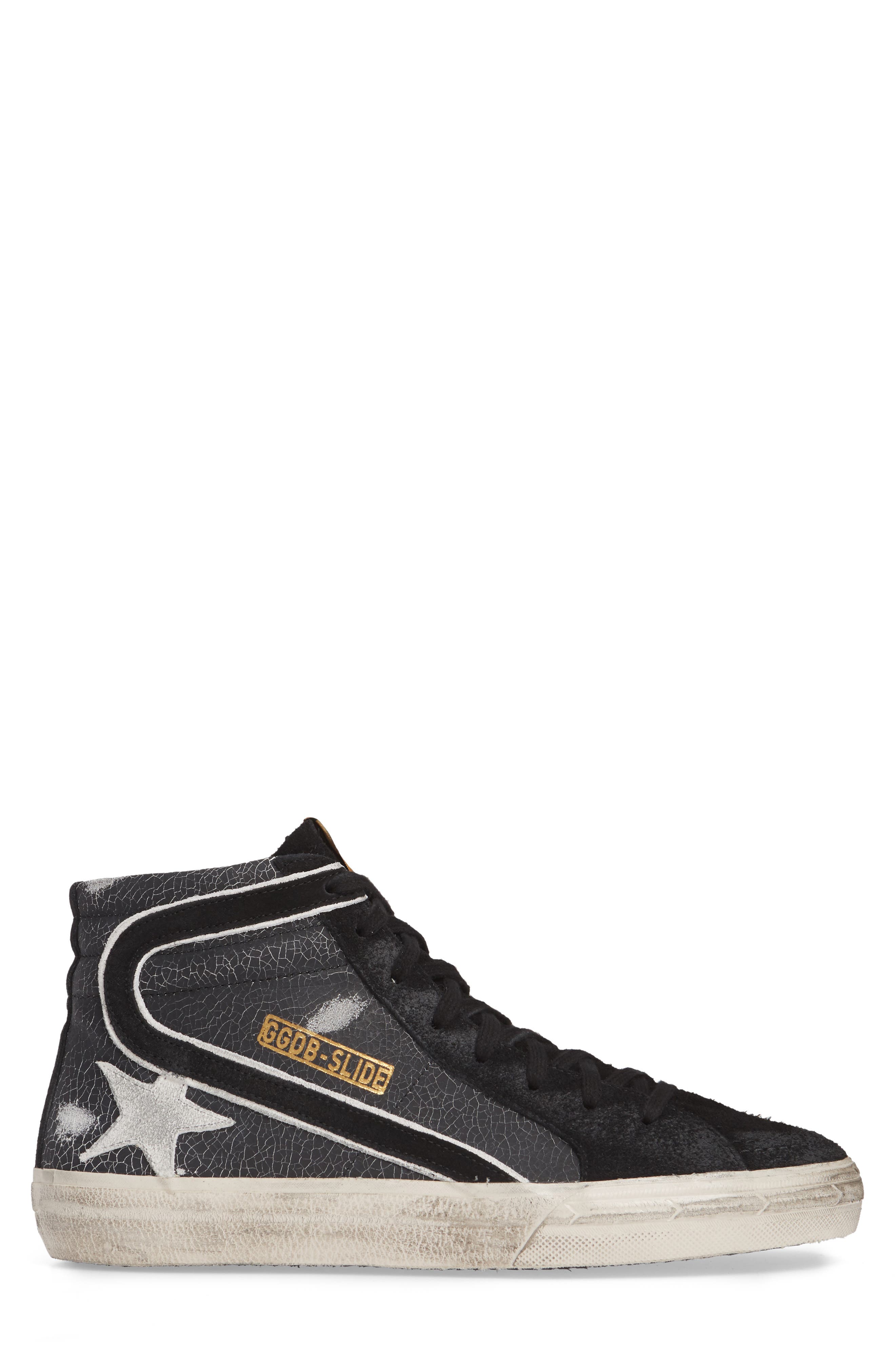 Slide High Top Sneaker, Alternate, color, BLACK CRACK/ WHITE STAR