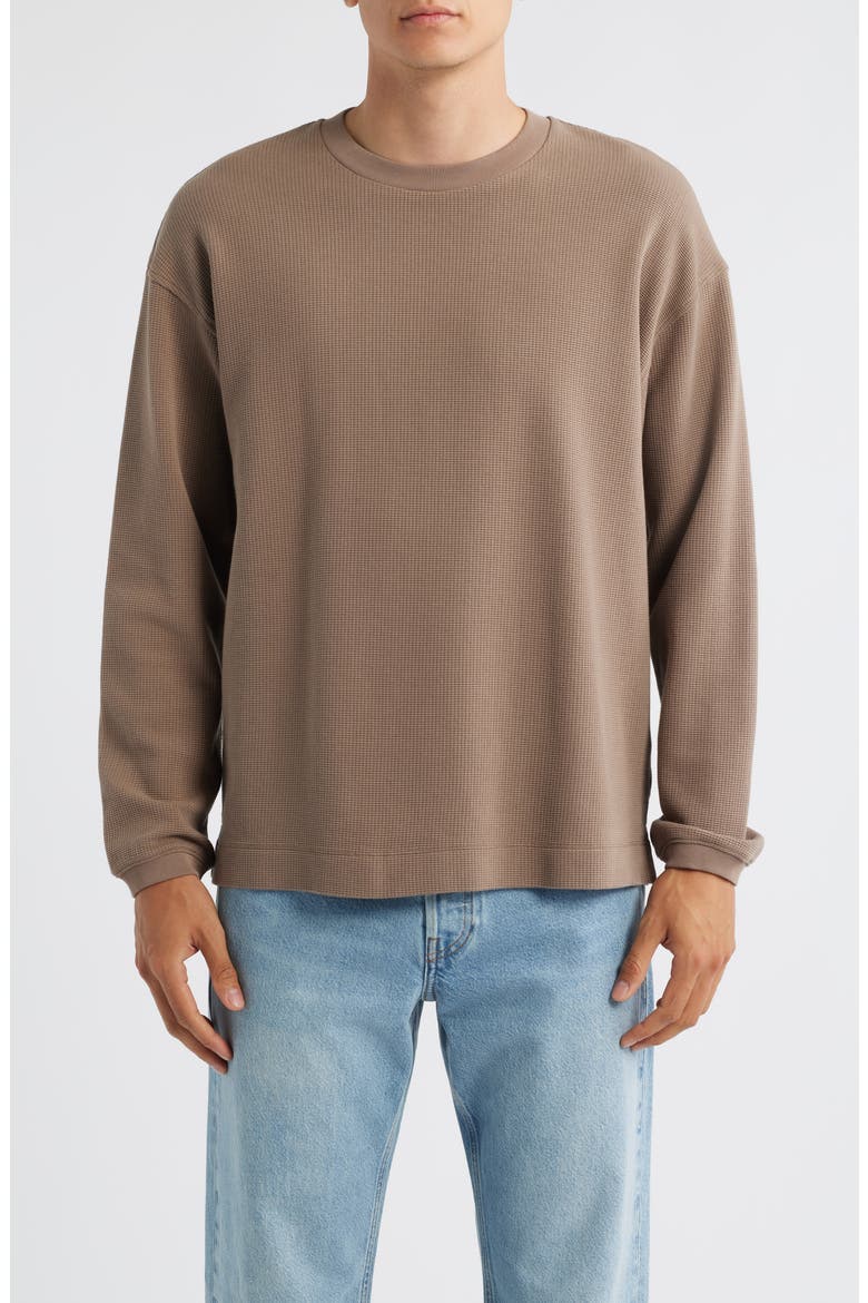 Long Sleeve Waffle Stitch T-Shirt, Main, color, LATTE BROWN