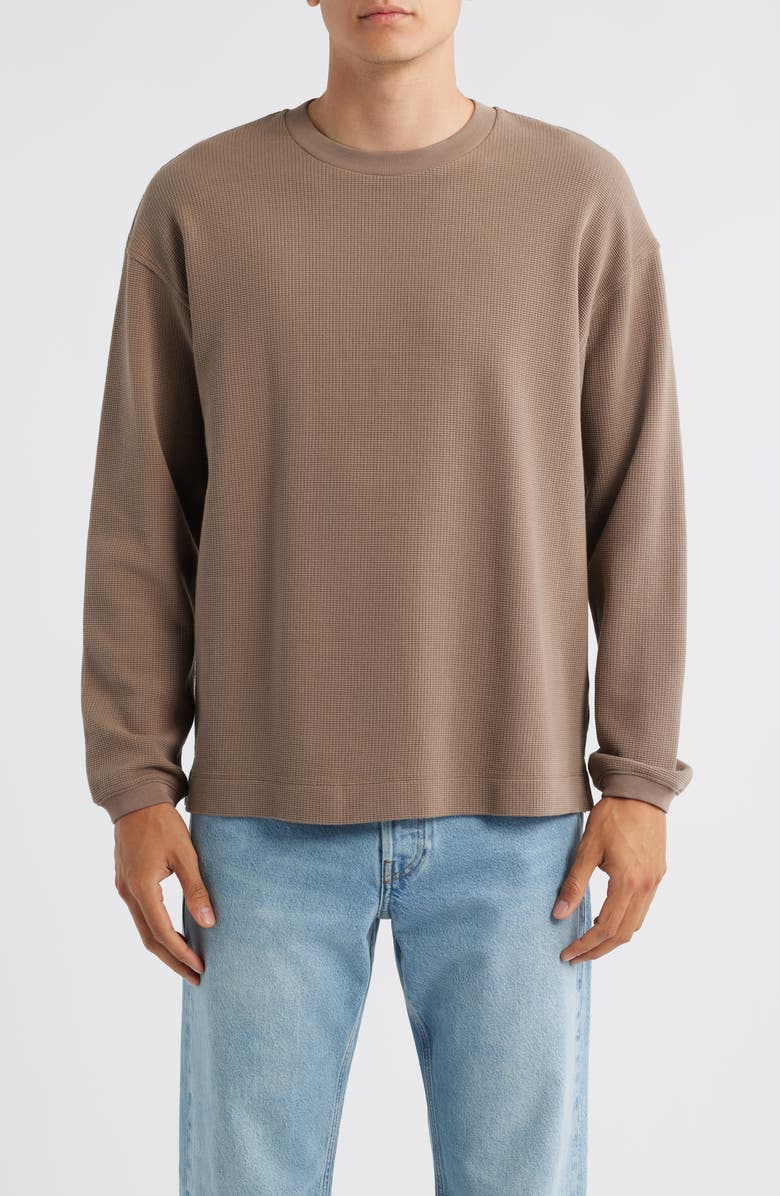 FRAME Long Sleeve Waffle Stitch T-Shirt, Main, color, Latte Brown