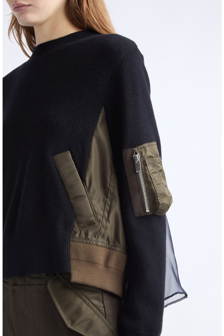 Mixed Media Sweater (Nordstrom Exclusive), Alternate, color, DARK KHAKI