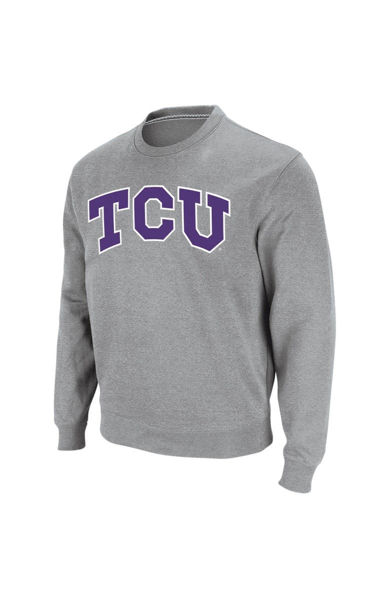 COLOSSEUM Men's Colosseum Heather Gray TCU Horned Frogs Arch & Logo Crew Neck Sweatshirt, Main, color, Heather Gray
