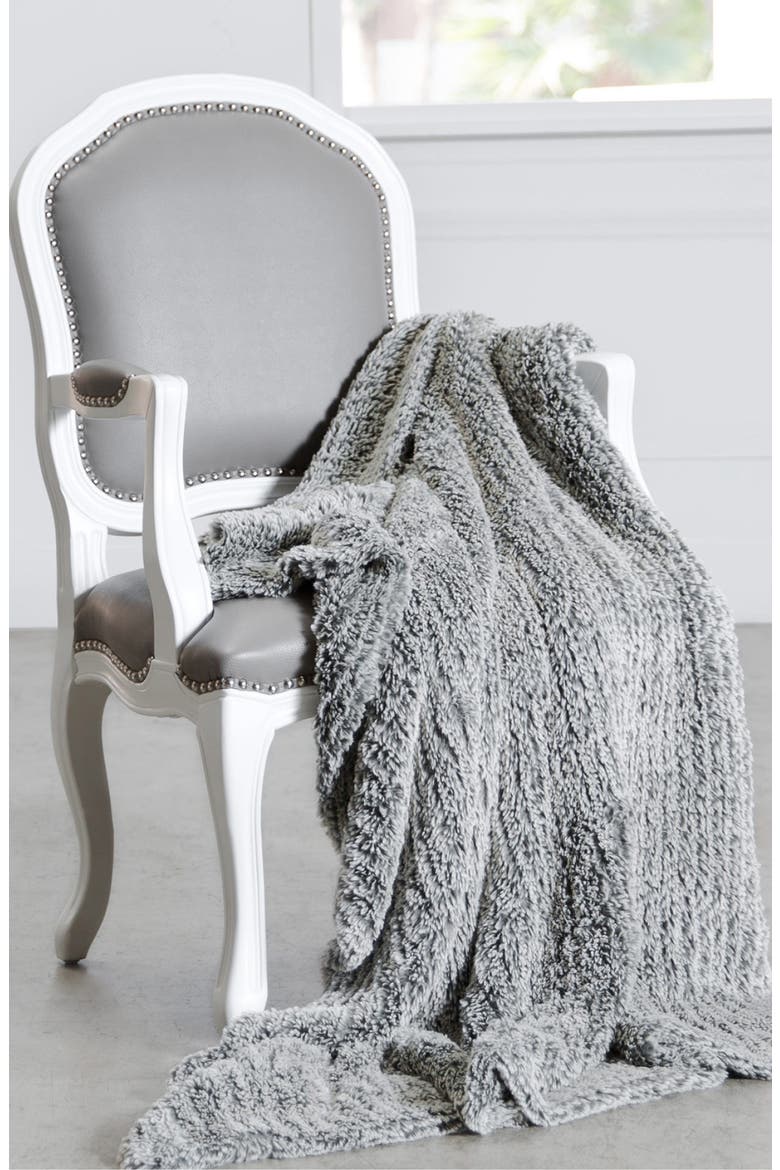Giraffe at Home Luxe™ Knit Throw Blanket, Alternate, color, FOG
