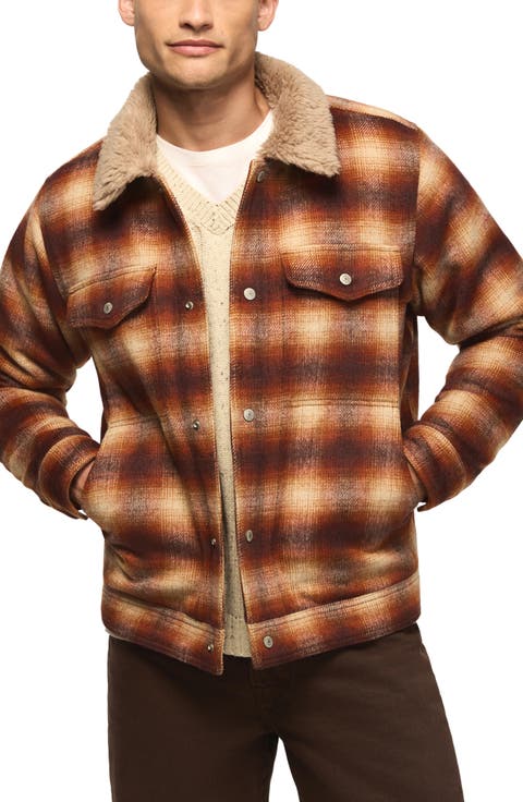Faux Fur Lined Plaid Flannel Jacket