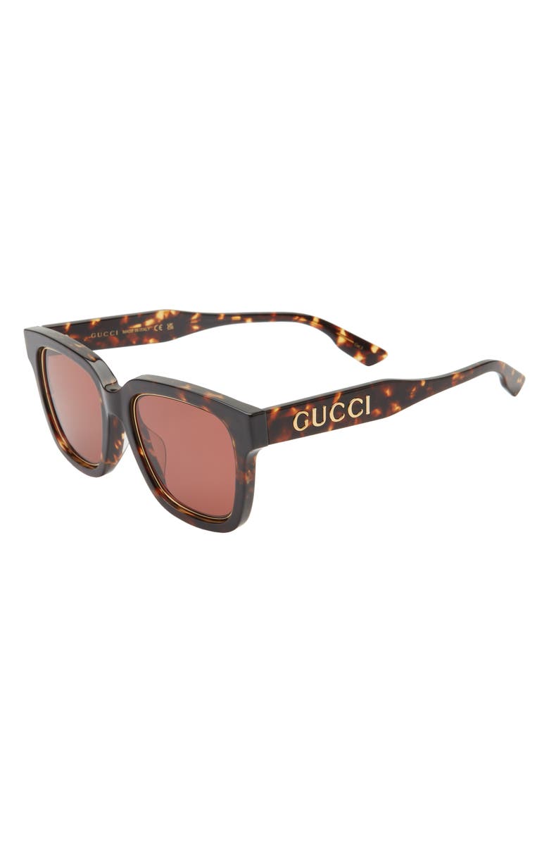 Gucci 52mm Square Sunglasses, Alternate, color, Havana Havana Brown