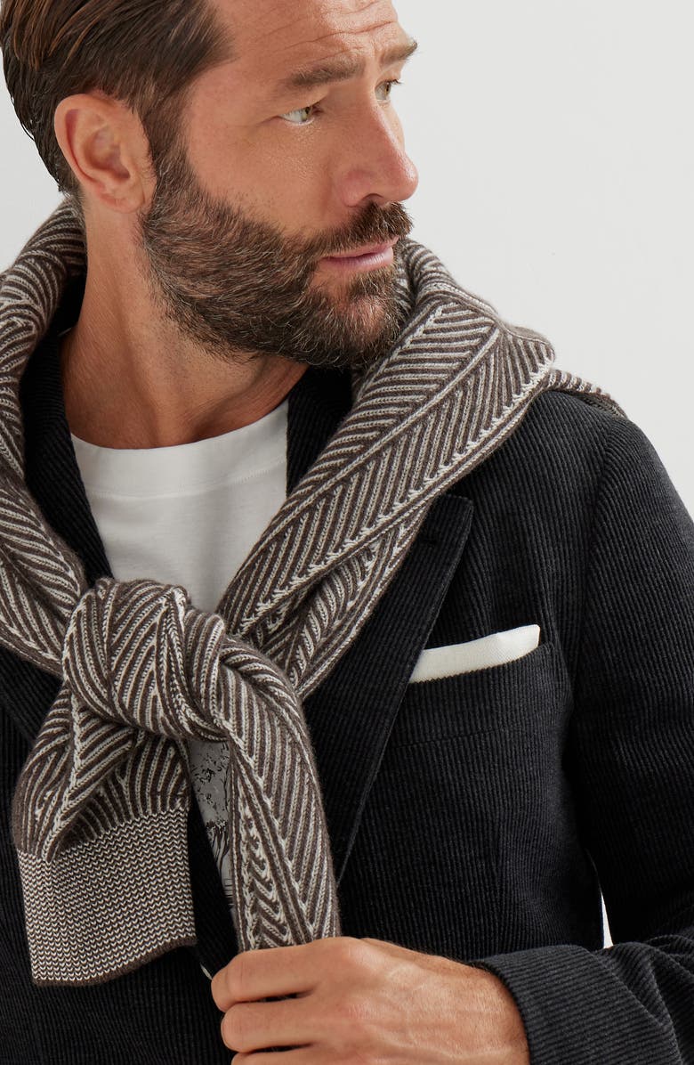 Brunello Cucinelli Silk pocket square, Alternate, color, Butter