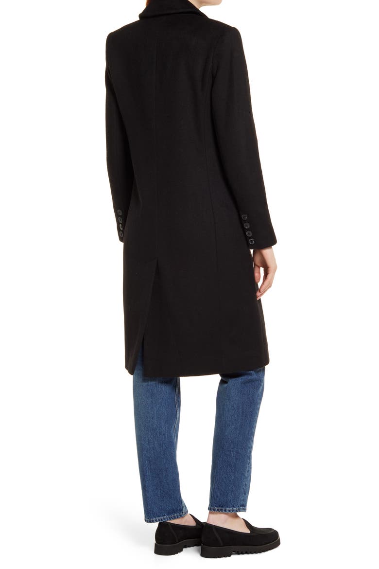 Double Breasted Wool Blend Coat, Alternate, color, BLACK