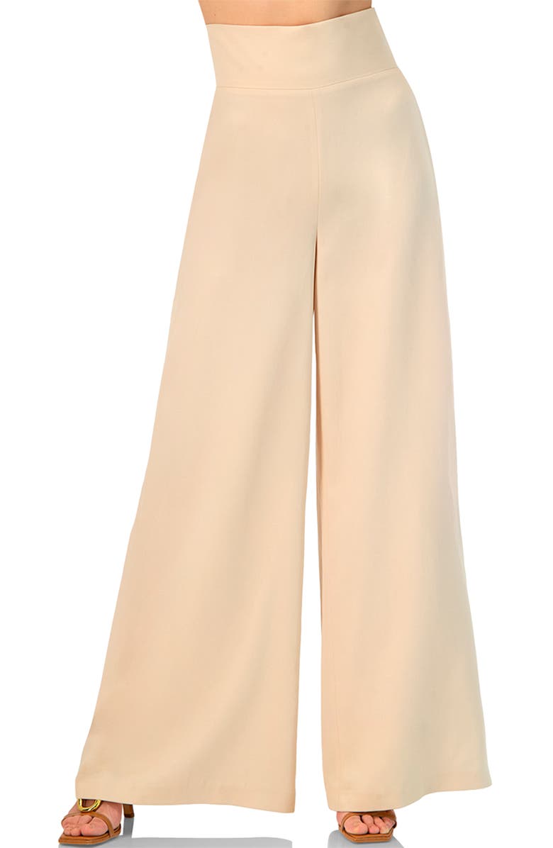 IVONNE Wide-Leg Super Soft Pants with Broad Waistband, Main, color, Sand