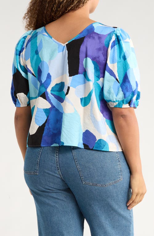 Renee C Puff Sleeve Top In Blue