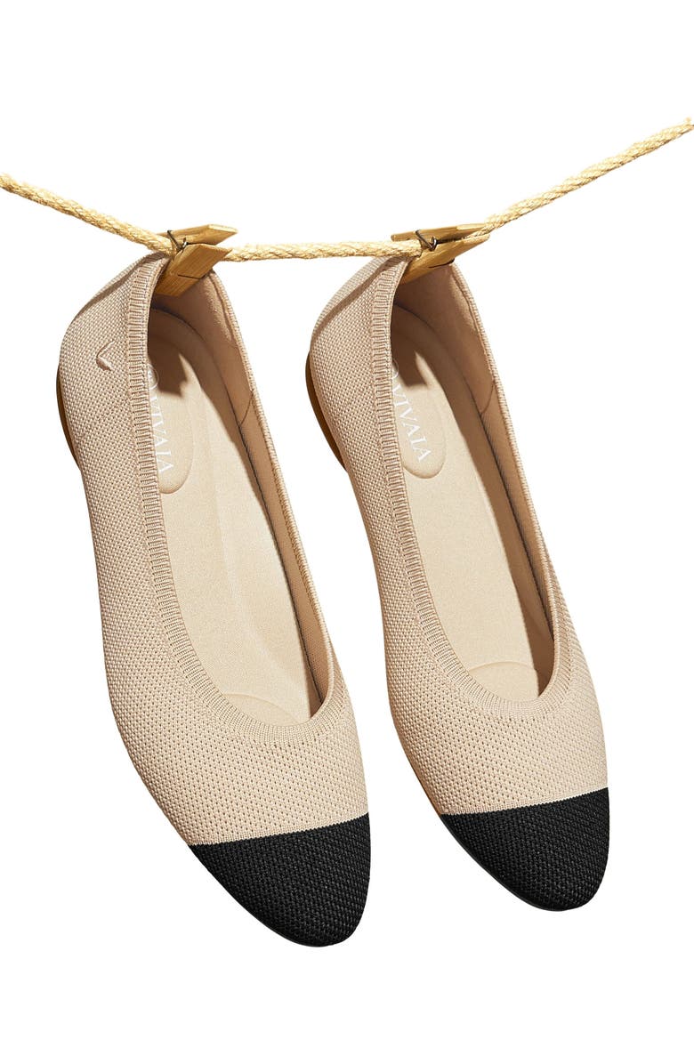 VIVAIA Almond-Toe Ballet Flats, Alternate, color, Almond & Black