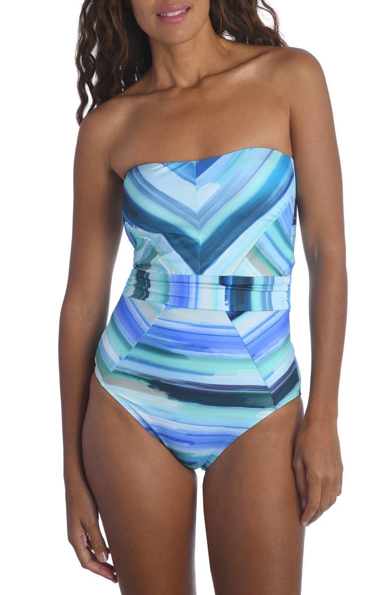 La Blanca Ocean Tides Bandeau One-Piece Swimsuit, Alternate, color,