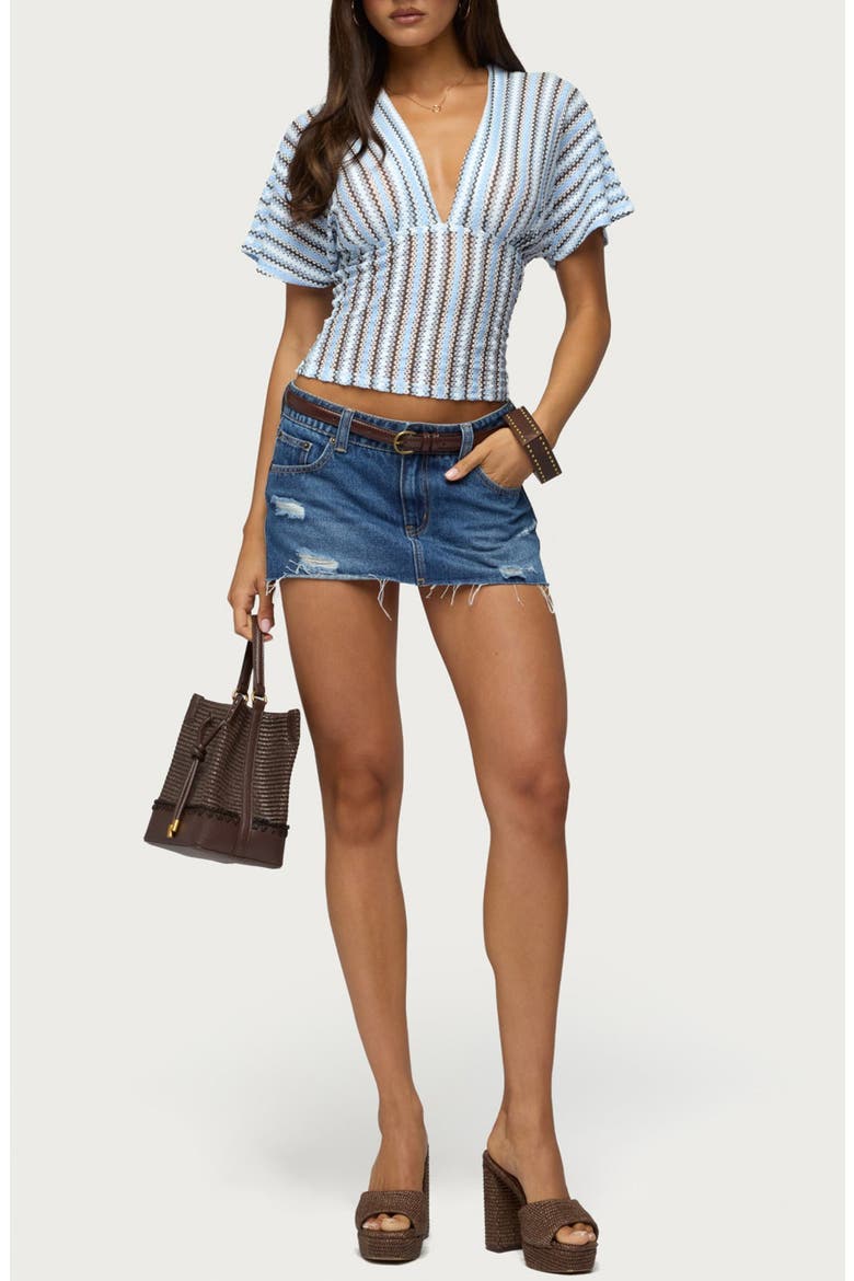 Alwyn Zigzag Flutter Sleeve Top, Alternate, color, LIGHT-BLUE