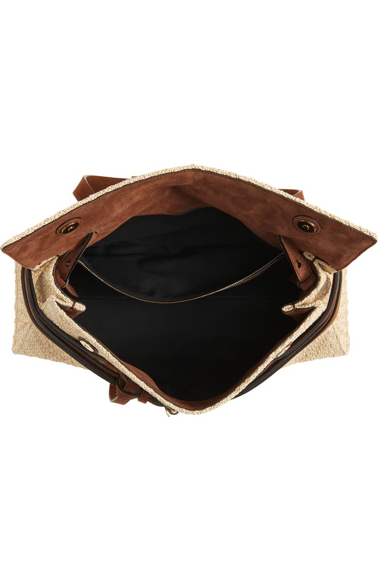 Moschino Tie Me East/West Shoulder Bag, Alternate, color, 10A Natural/ Coffee