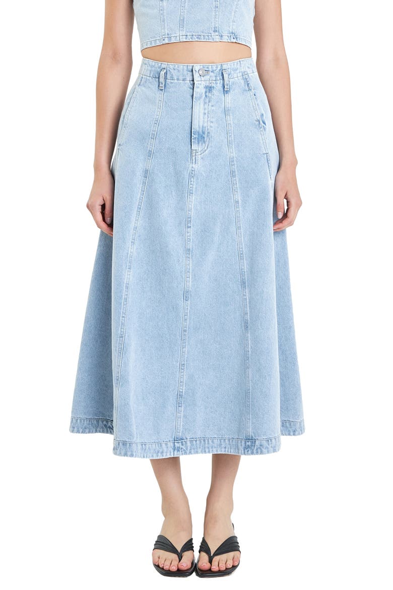 Denim Midi Skirt, Main, color, LIGHT DENIM