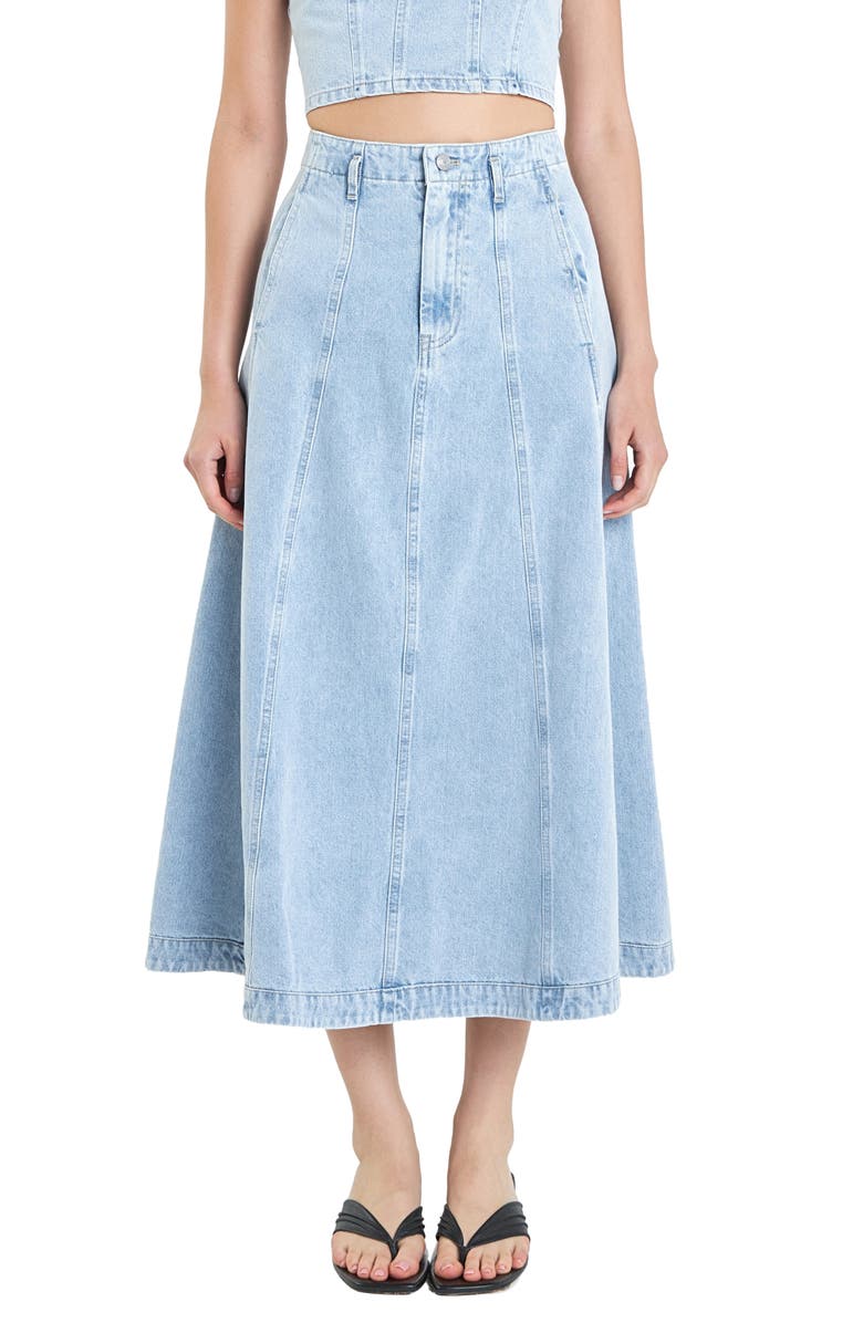 Grey Lab Denim Midi Skirt, Main, color, 