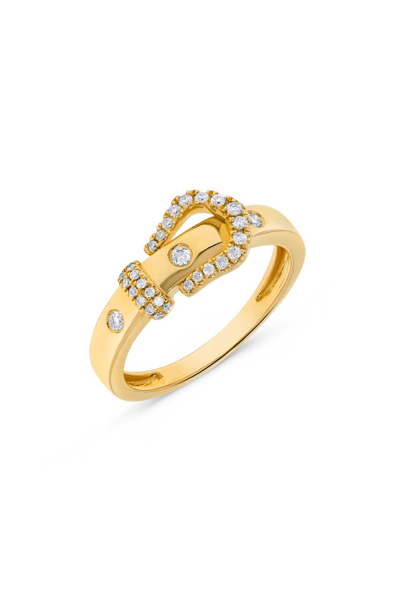 Diamond Belt Buckle Ring, Main, color, YELLOW GOLD