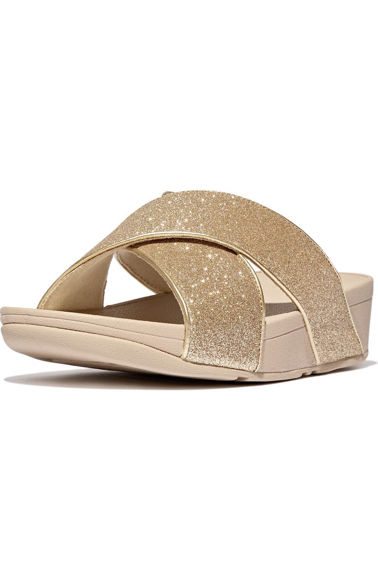FitFlop Lulu Glitterdust Platform Wedge Slide Sandal, Alternate, color, Yellow