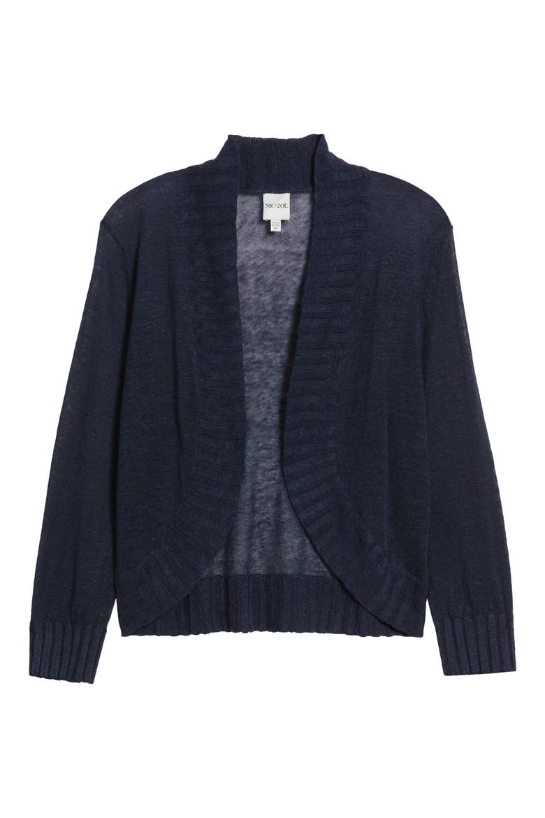 Linen Blend Bolero Cardigan, Alternate, color, DARK INDIGO