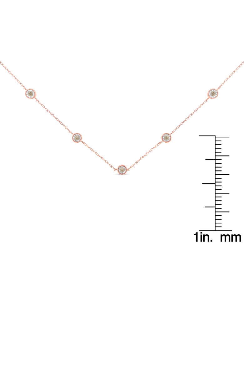 Silver 1/2 Cttw Diamond Station Necklace, Alternate, color, Rose Gold over Silver