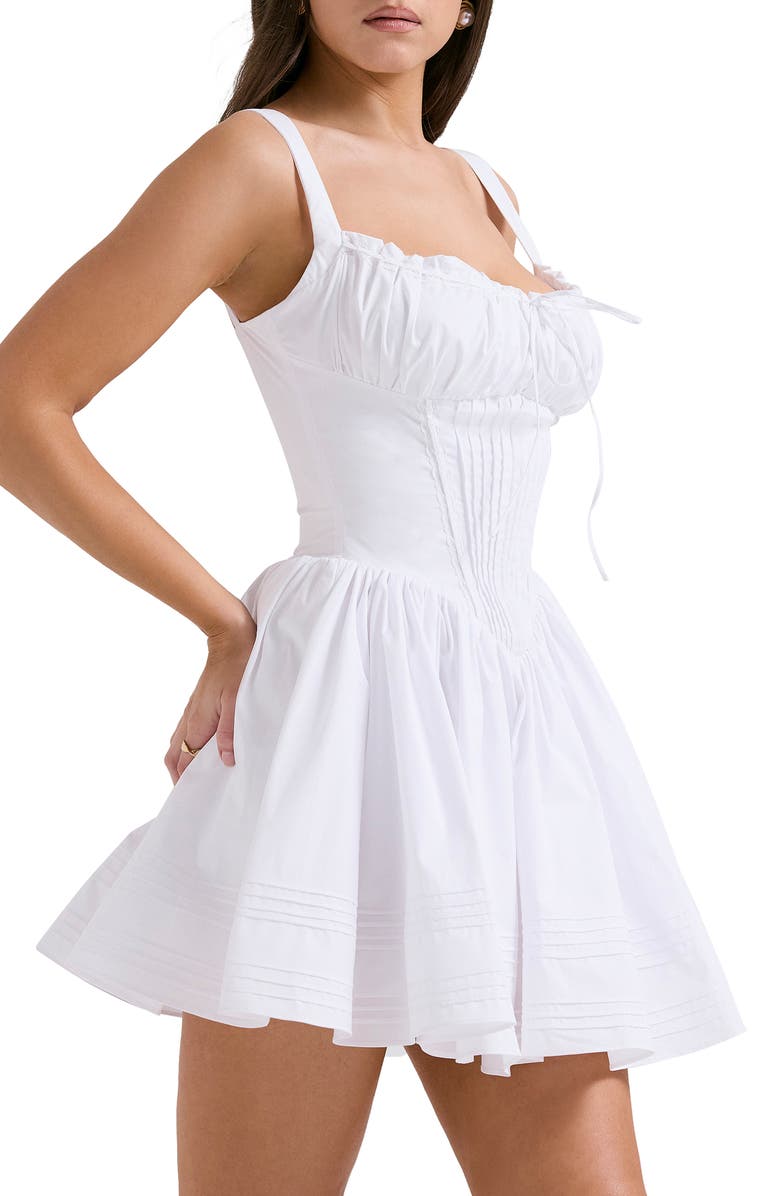 HOUSE OF CB Natassia Corset Cotton Blend Cocktail Minidress, Alternate, color, White
