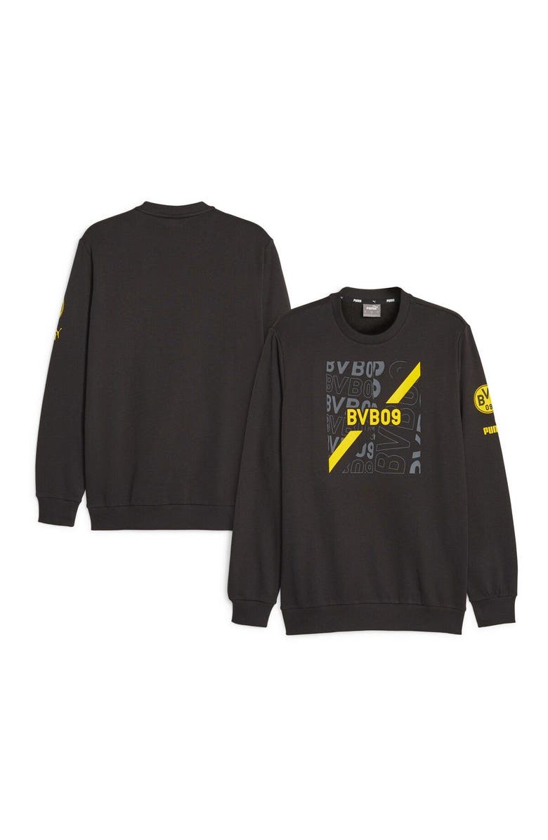 PUMA Men's Puma Black Borussia Dortmund FtblCore Graphic Pullover Sweatshirt, Main, color, Black