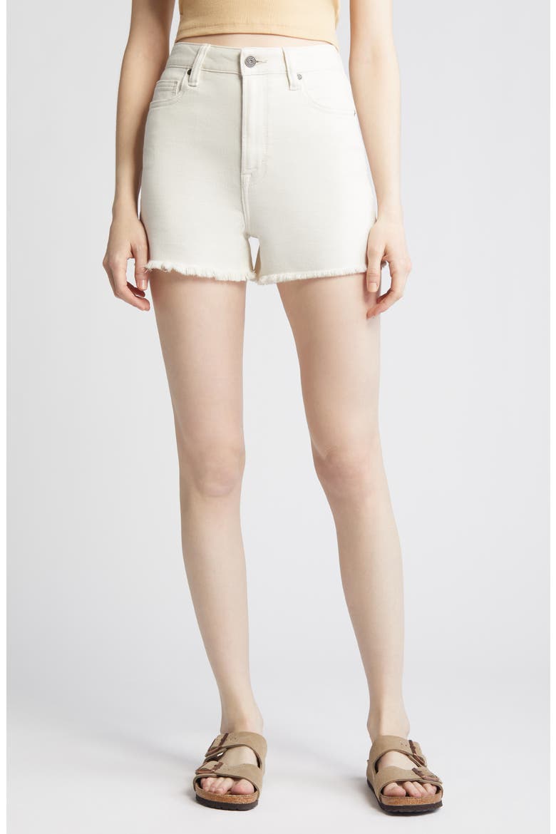 Fray Hem Cutoff Denim Mom Shorts, Main, color, SEA SALT