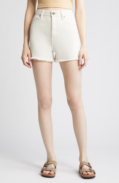 Fray Hem Cutoff Denim Mom Shorts (Sea Salt)