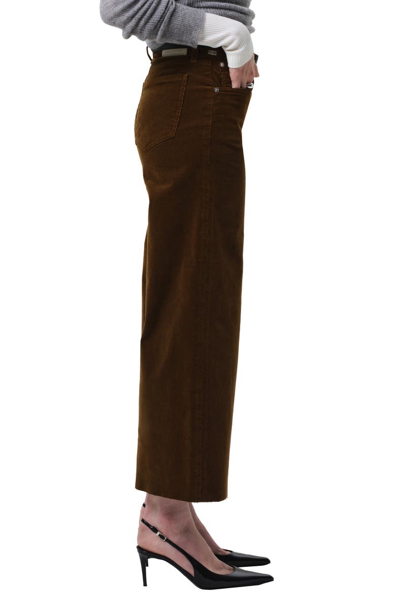 Citizens of Humanity Lyra Raw Hem Ankle Wide Leg Corduroy Pants, Alternate, color, Manuka Bronze