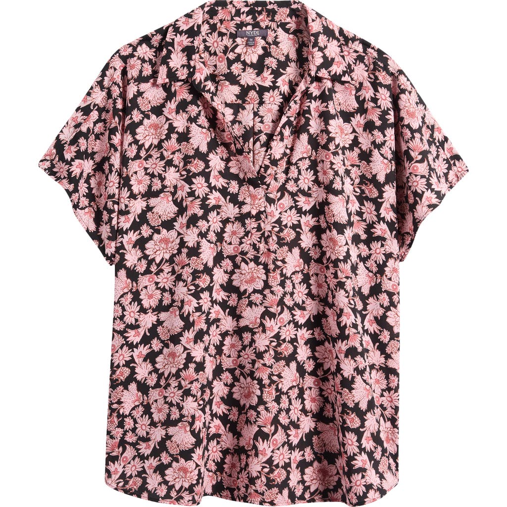 Nydj Becky Georgette Popover Top In Lilla Garden