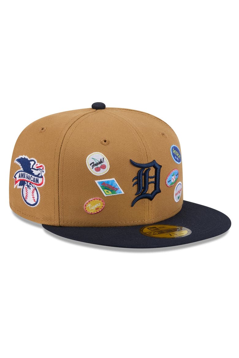 Men's New Era Tan Detroit Tigers Fruit Sticker 59FIFTY Fitted Hat, Main, color, Tan