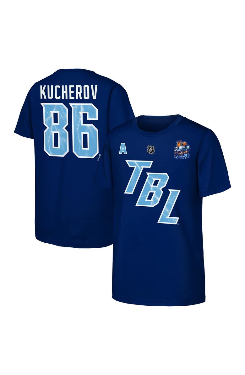 FANATICS Youth Fanatics Nikita Kucherov Blue Tampa Bay Lightning Alternate Captain 2026 Stadium Series T-Shirt, Main, color, Blue