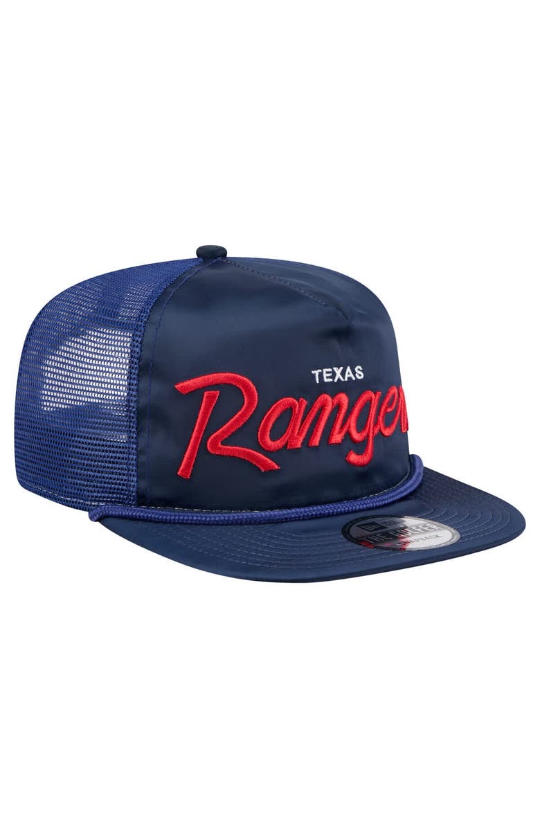 New Era Men's New Era Navy Texas Rangers Retro Satin Script Golfer Adjustable Hat, Alternate, color, Navy