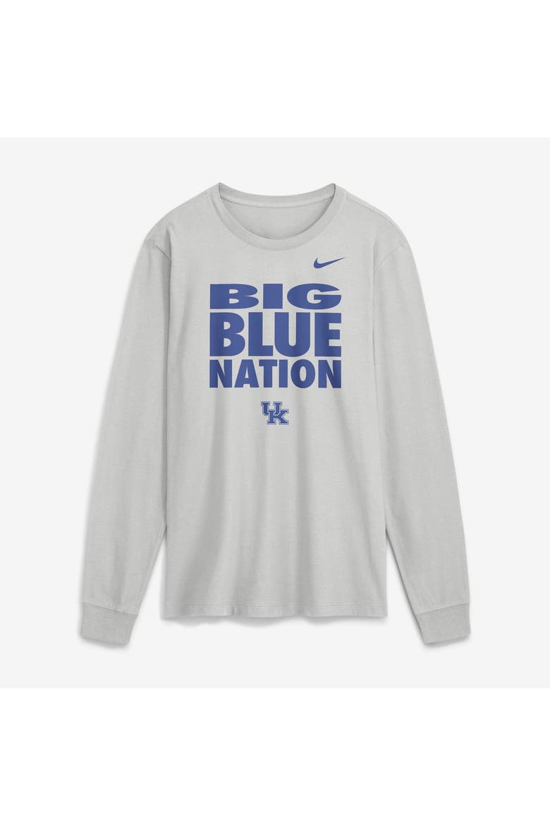 Men's Nike  Gray Kentucky Wildcats 2026 Sideline Slogan Dri-FIT Long Sleeve T-Shirt, Main, color, Gray