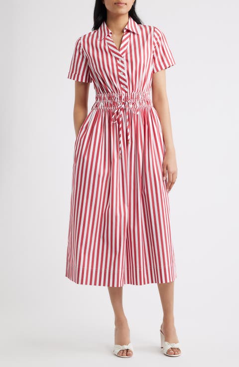 Stripe Cotton Blend Shirtdress