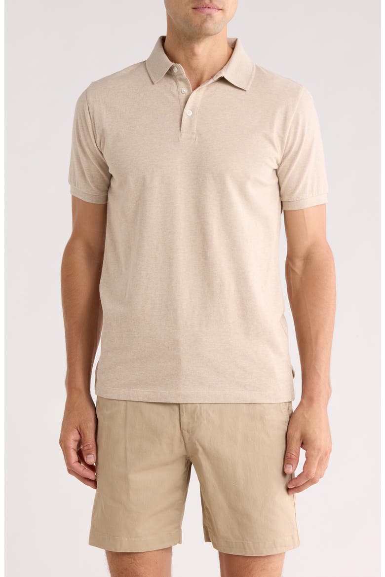 Slim Fit Stretch Cotton Knit Polo, Main, color, CREAM HEATHER