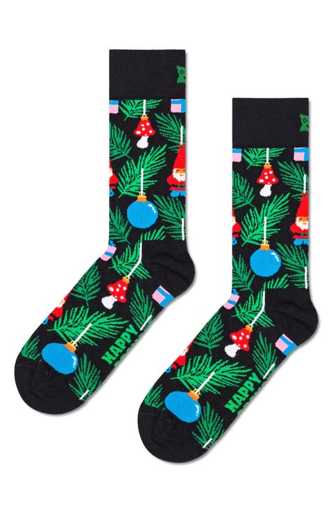 Christmas Tree Cotton Blend Crew Socks