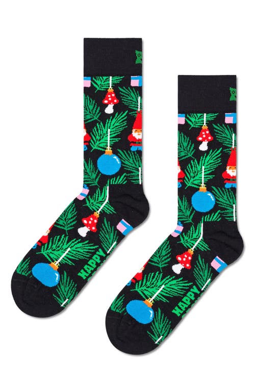 Happy Socks Christmas Tree Cotton Blend Crew Socks in Black 