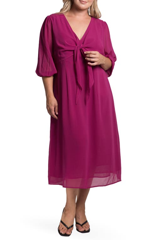 STANDARDS & PRACTICES STANDARDS & PRACTICES KENNA TIE FRONT CHIFFON MIDI DRESS
