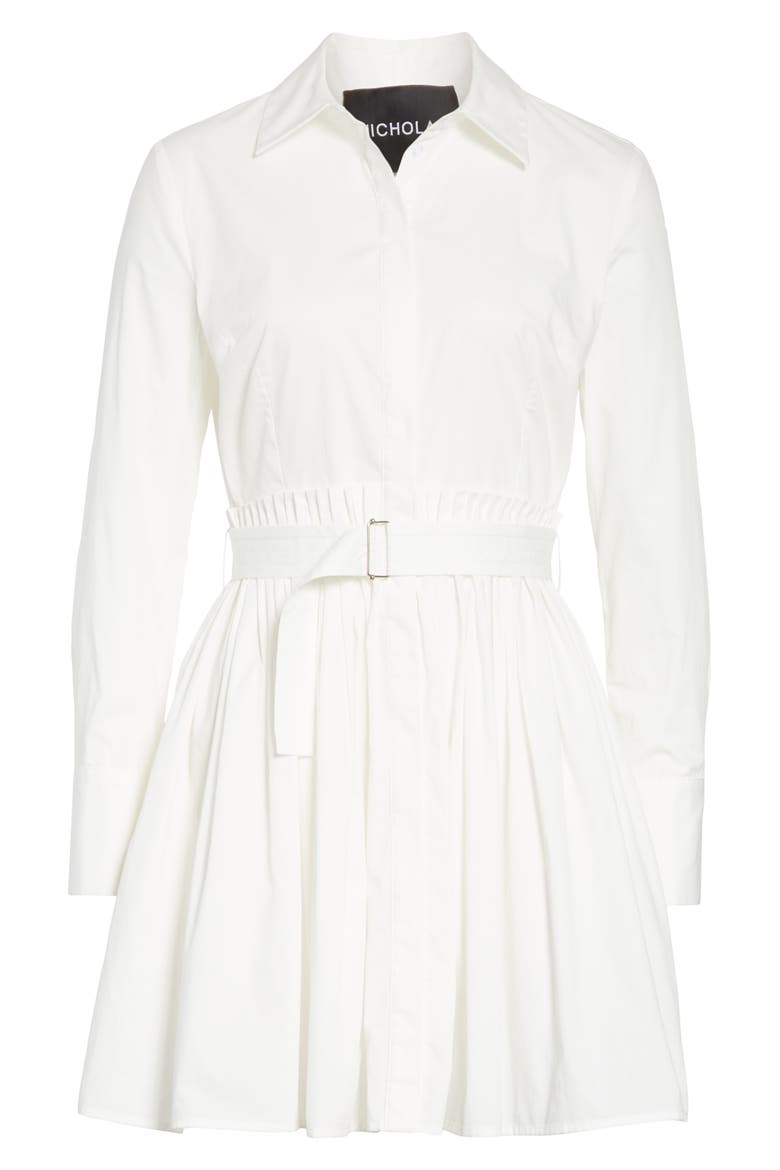 Pleated Poplin Shirtdress, Alternate, color, WHITE