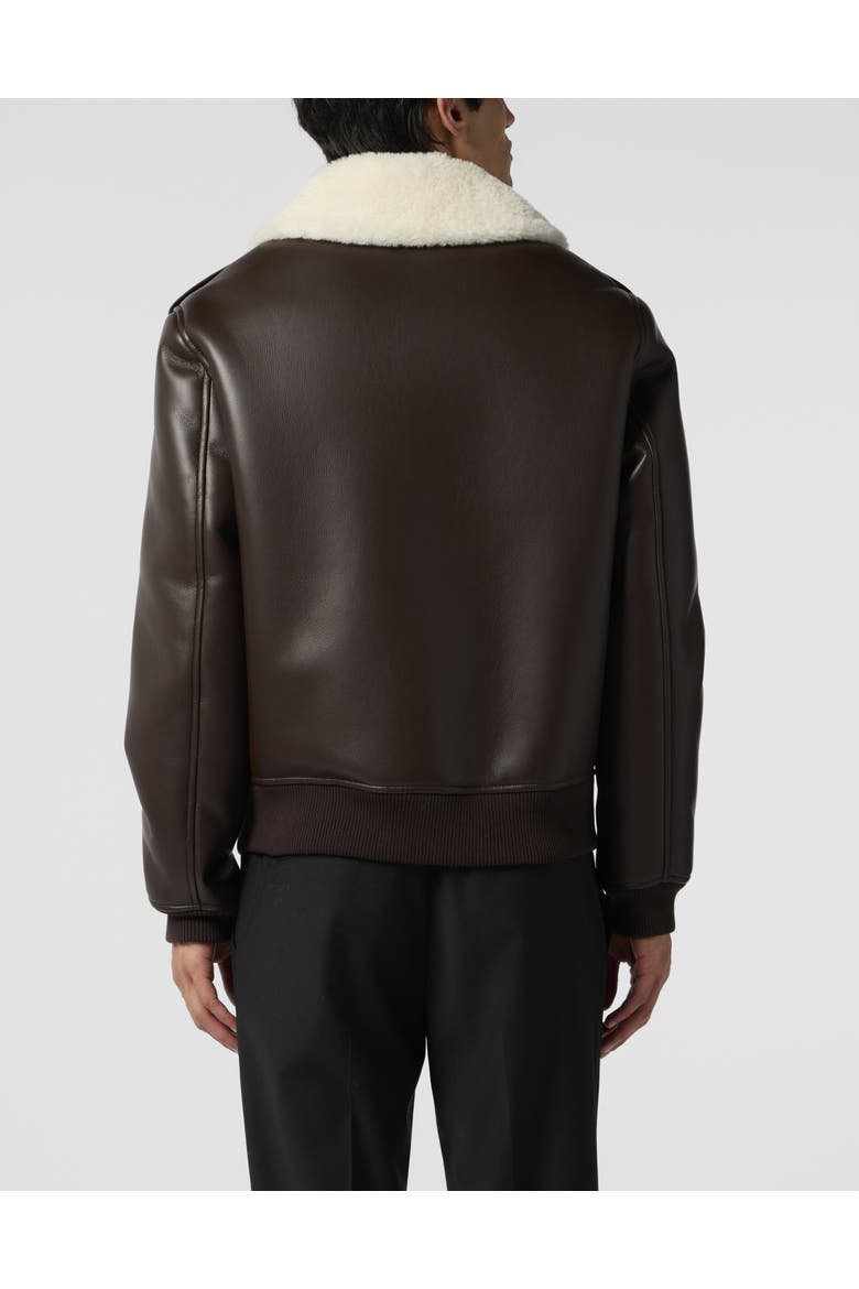 Eco Shearling Aviator Jacket Men, Alternate, color, brown