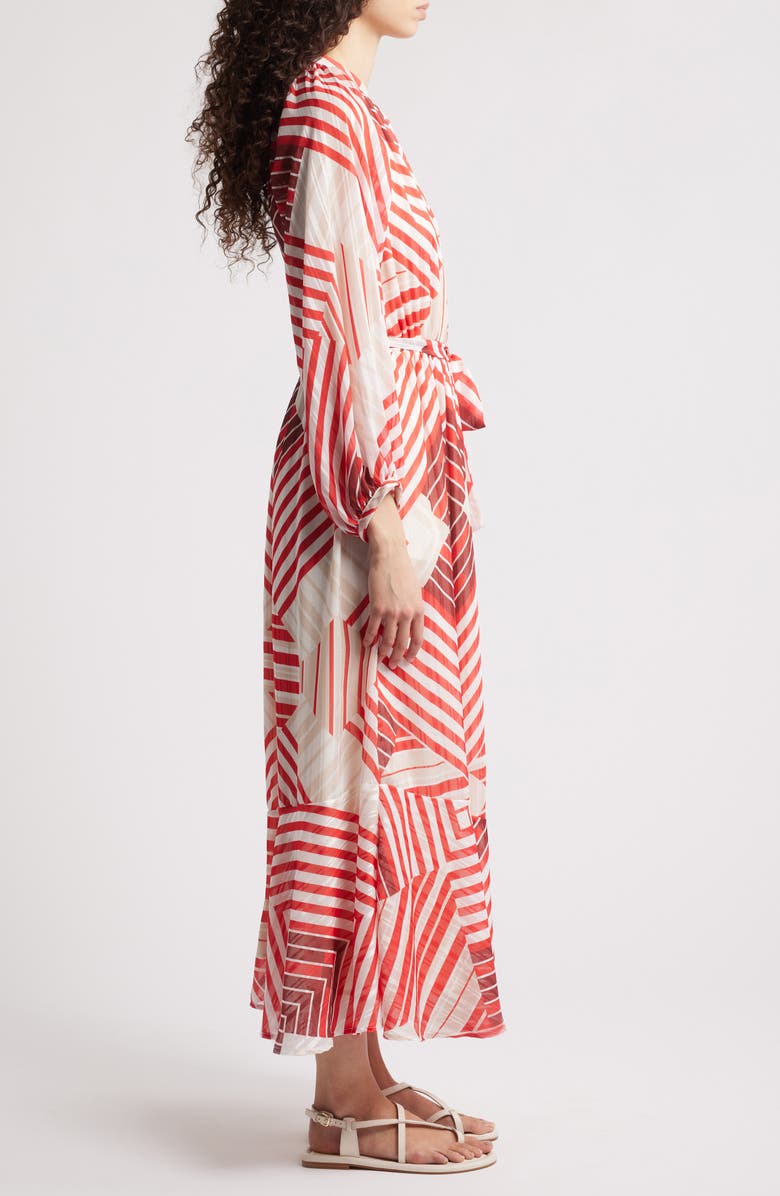 CIEBON Gaeley Print Tie Waist Long Sleeve Maxi Dress, Alternate, color, Red Multi
