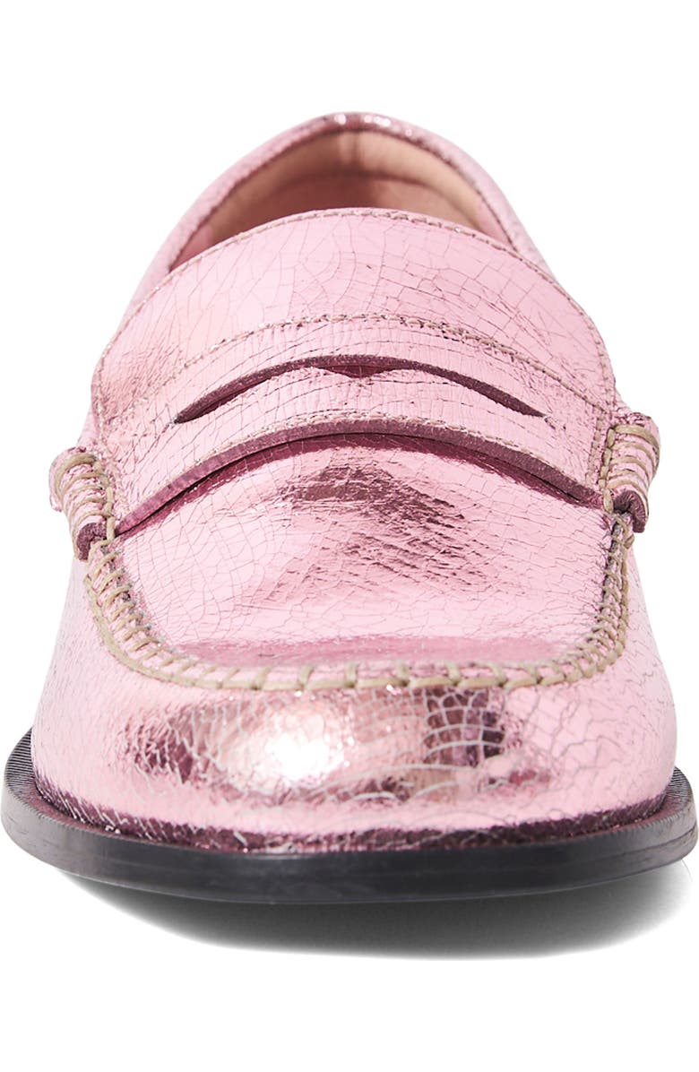 Free People Contrast Stitch Penny Loafer, Alternate, color, Pink