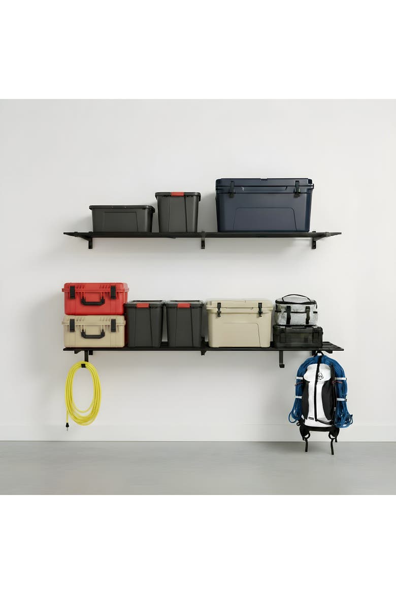 1' x 6' Bristol Garage Wall Mount Shelves | 2 Pack | Black, Main, color, Black