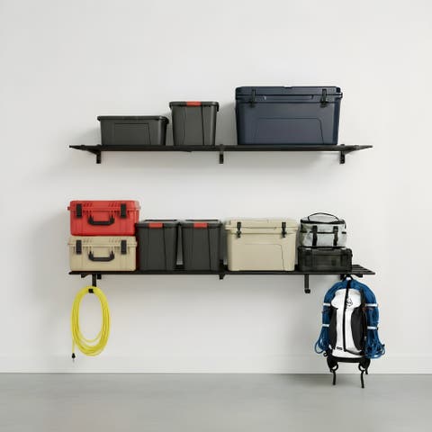 1' x 6' Bristol Garage Wall Mount Shelves | 2 Pack | Black