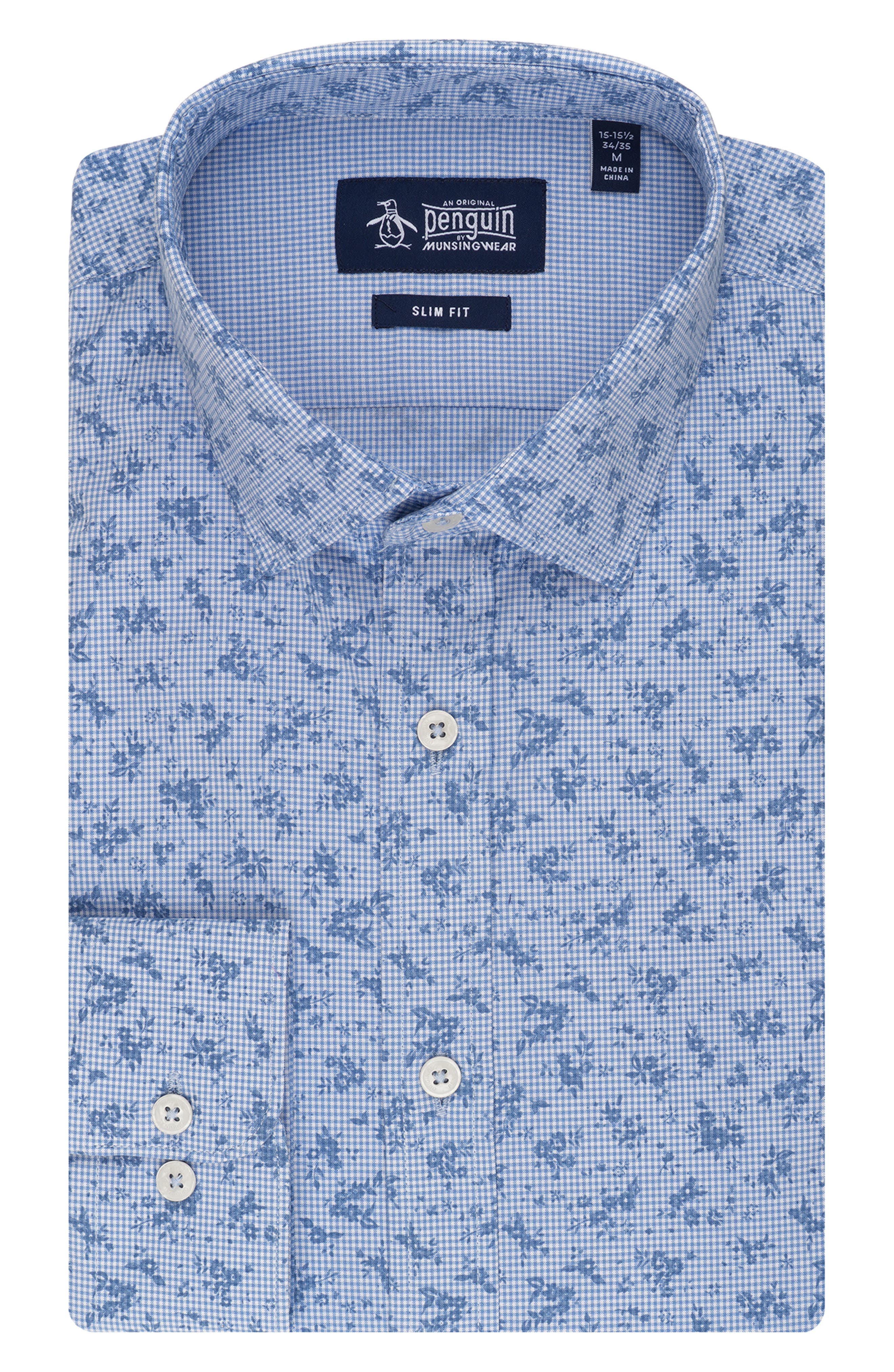 Original Penguin Slim Fit Floral Gingham Dress Shirt