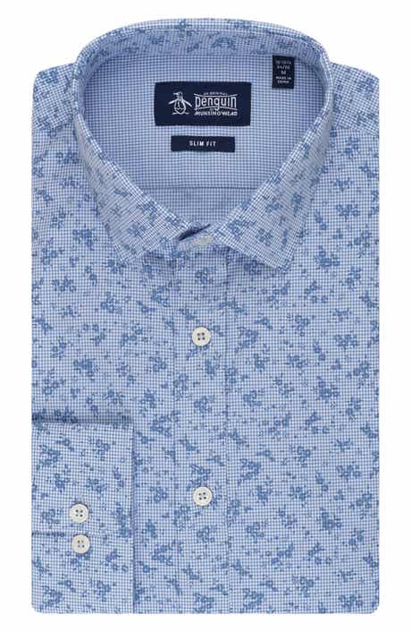 Original Penguin Slim Fit Floral Gingham Dress Shirt