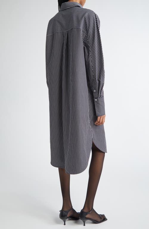 Totême Striped Organic Cotton-poplin Midi Shirt Dress In Gray