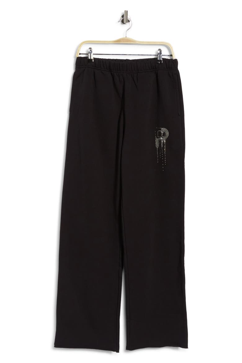 Logo Cotton Fleece Cutoff Sweatpants, Alternate, color, BLACK