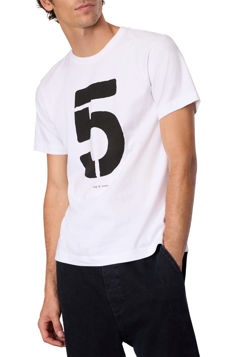 rag & bone Number Five Graphic T-Shirt, Main, color, Washed White