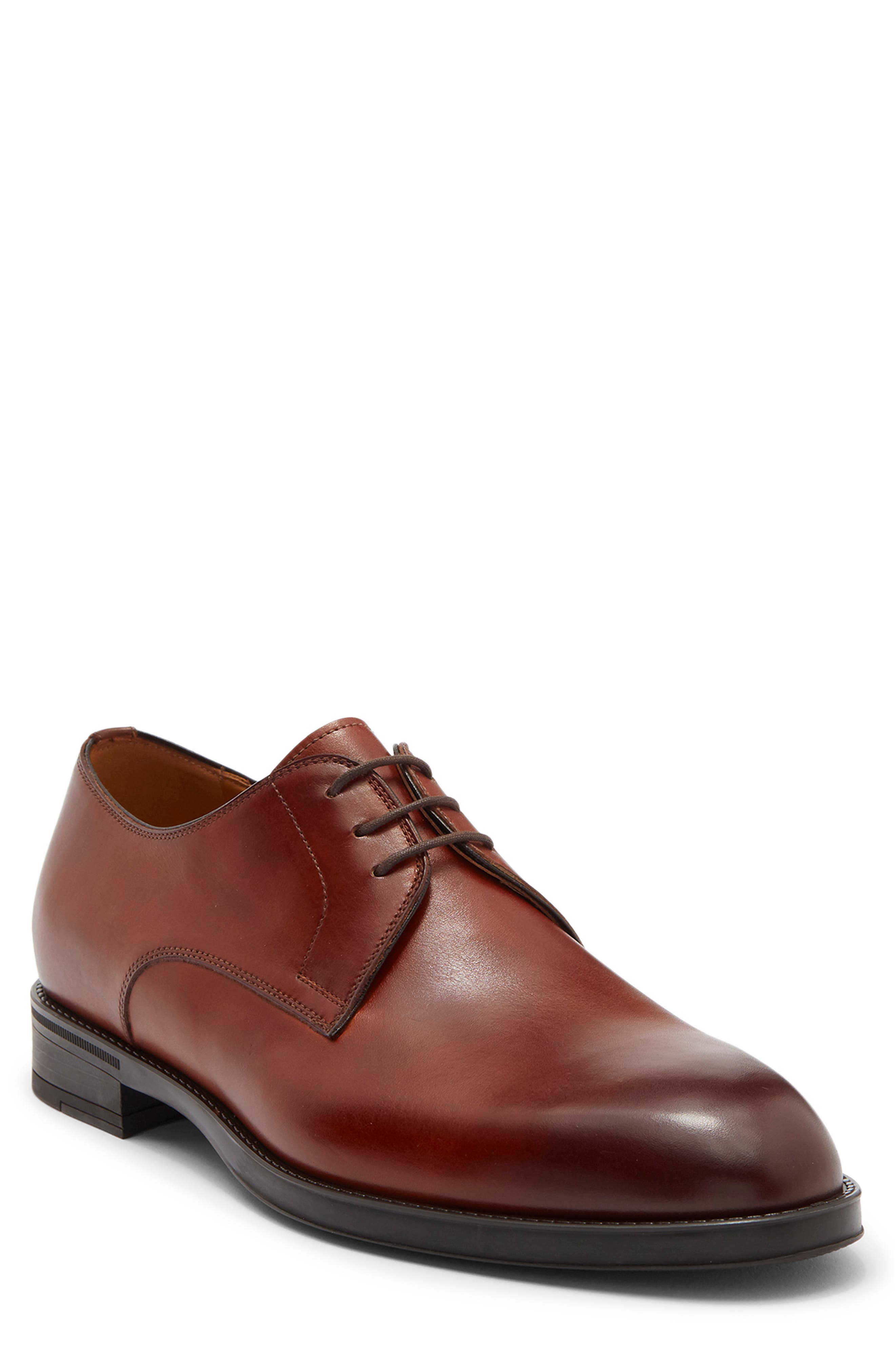 Eddison Plain Toe Derby, Main, color, COGNAC
